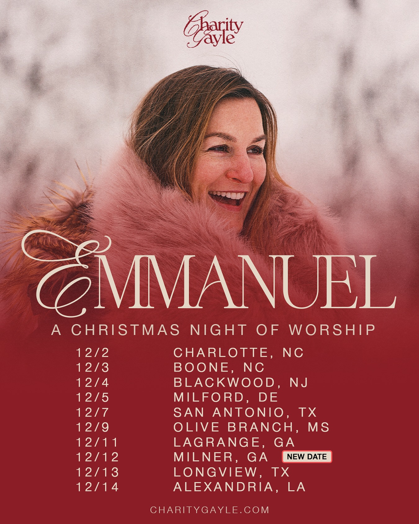 Charity Gayle A Christmas Night of Worship, REJOICE Tour Tour Poster 2026